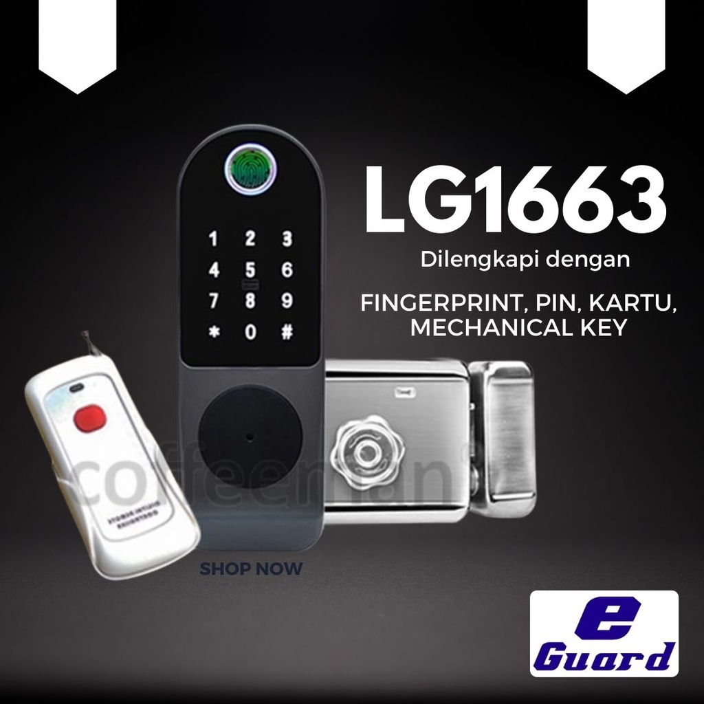 e-Guard Kunci Pintu Fingerprint Digital Smart Door Lock LG1663 Kost