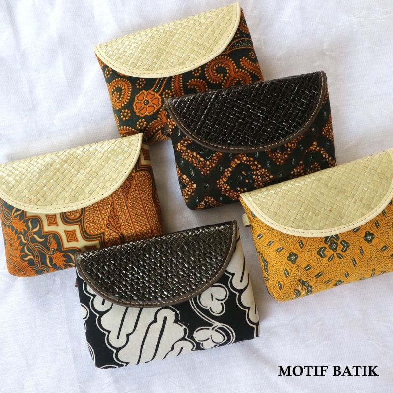 Dompet Pouch Pandan Mini Batik Lurik / Dompet Souvenir