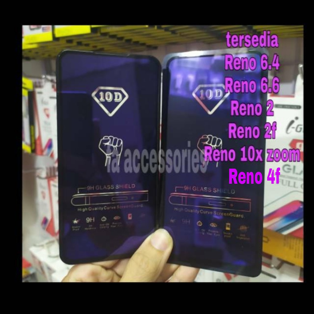 Tempered Glass Bluray Anti Blue Light Full 10D 99D Oppo Reno 6.4 6.6&quot; Reno 2 2F 4 4F F Screen guard