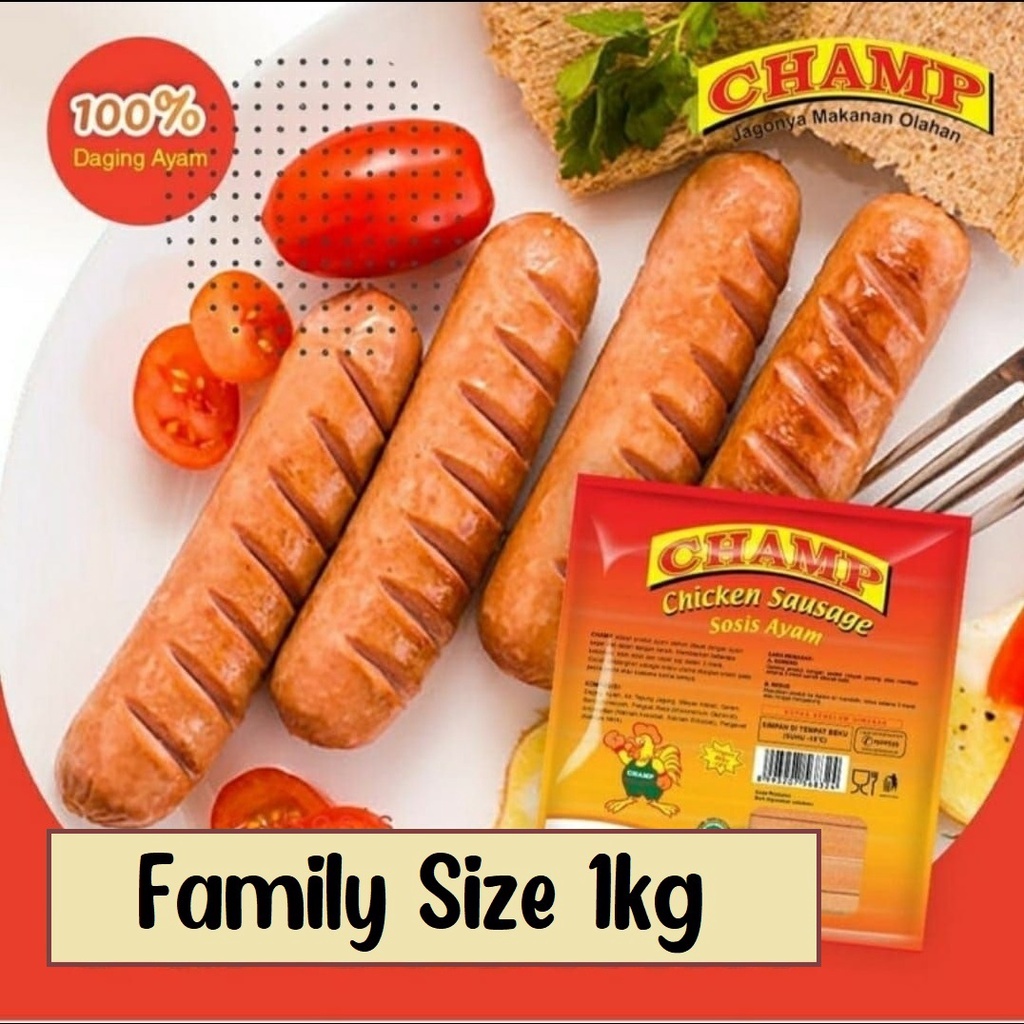 

CHAMP SOSIS AYAM SERBAGUNA HOTDOG 1kg / CHICKEN SAUSAGE FROZEN