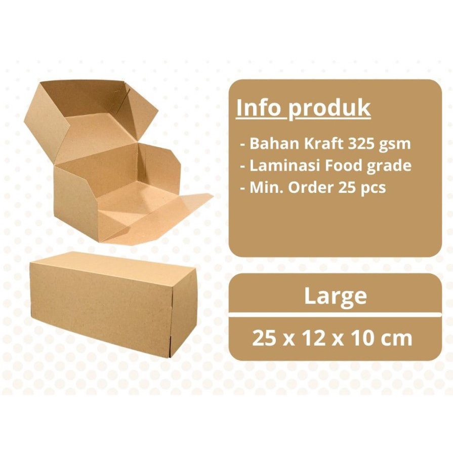 

Bomboloni Box Kraft L 25x12x10cm 10pcs laminasi Kotak Bolu Gulung