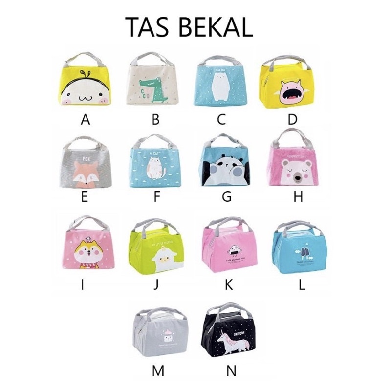 Tas Bekal Karakter Lunch Cooler Bag Motif Karakter Lucu Kotak Bekal Anak Tahan Panas