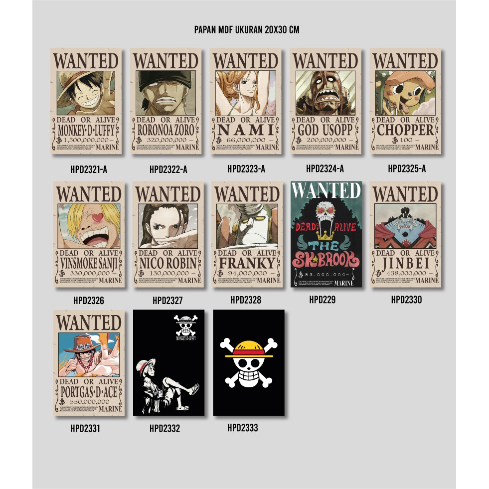 Hiasan Dinding Poster MDF One Piece 20x30cm Wall Decor Dekorasi Rumah