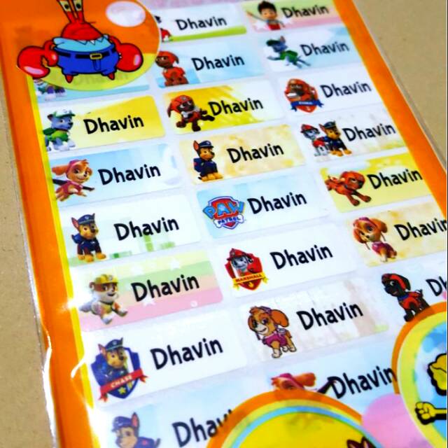 

Label nama anti air stiker waterproof Paw Patrol