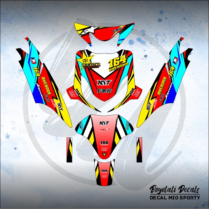 DECAL STICKER MIO SPORTY/SMILE (002) DEKAL STIKER FULLBODY MERAH KUNING BIRU