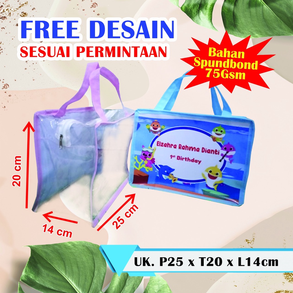 

TAS MIKA BANNER RESLETING / TAS SOUVENIR ULANG TAHUN ANAK FREE DESAIN