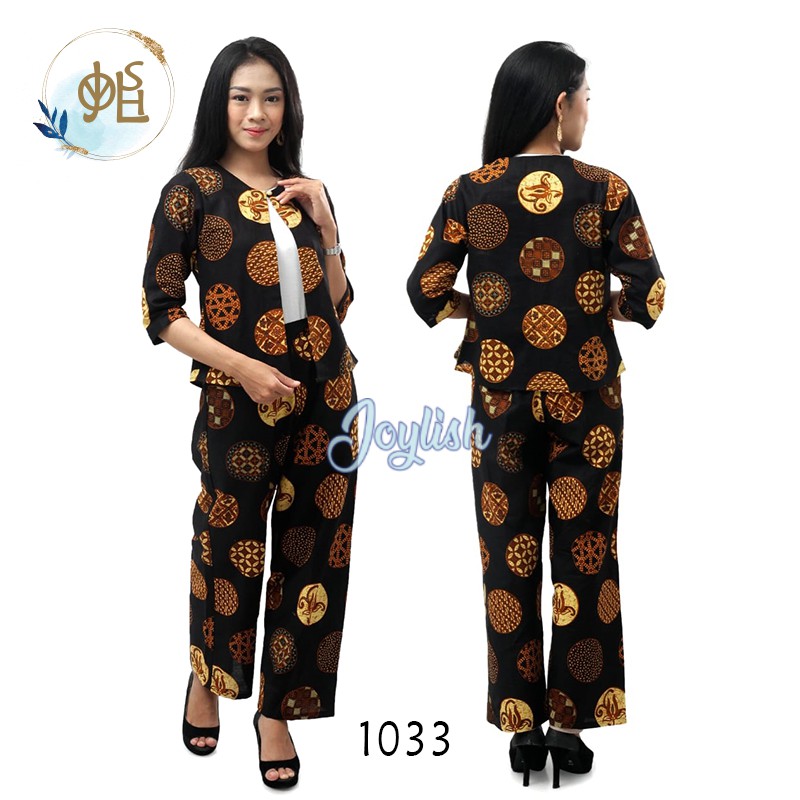 1033 Setelan Batik Bola-Bola Modern - Satu Set Cardigan Celana Panjang Modern Murah Kekinian