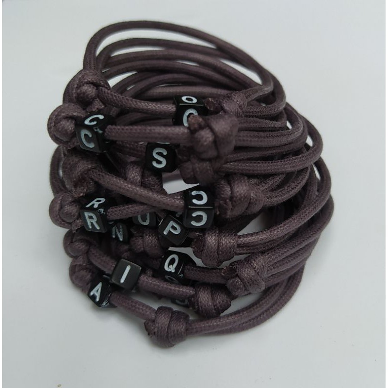 (12pcs) Gelang Simple Inisal Huruf Bahan Tali Lilin