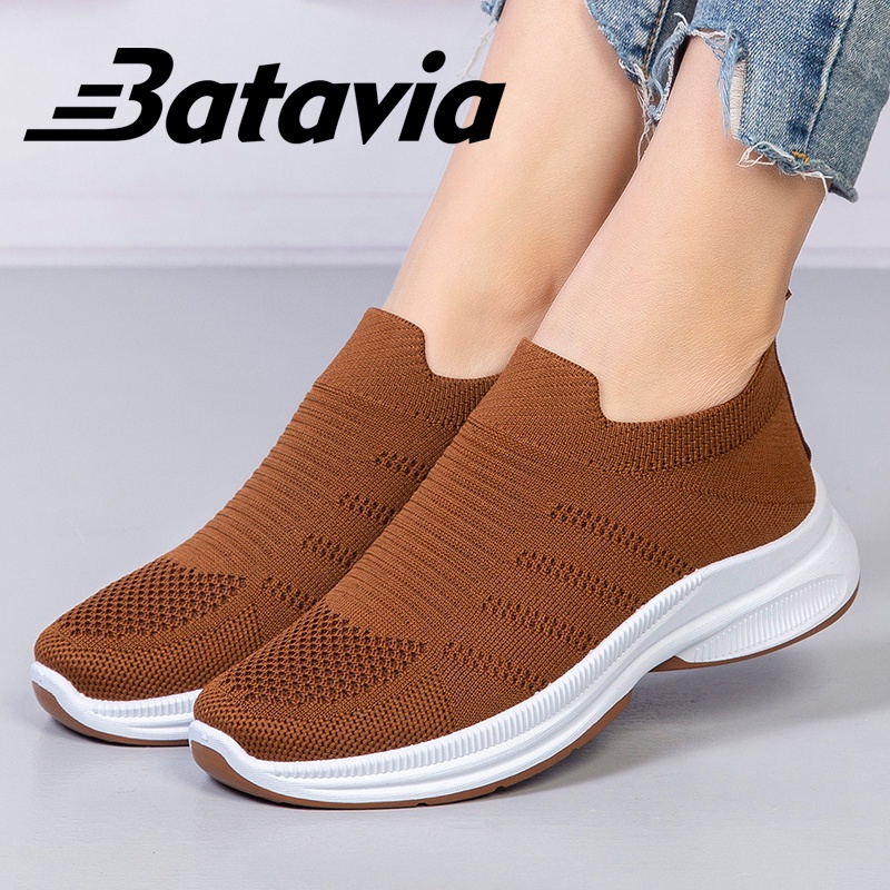 Batavia 2023 Sepatu olahraga impor premium perempuan terbaru rajut adem antislip antiaus sepatu lari anak perempuan  Batavia Shoes Fashion  Sport  Original Pink Hitam Abu  kanvas  sekolah korea  A106