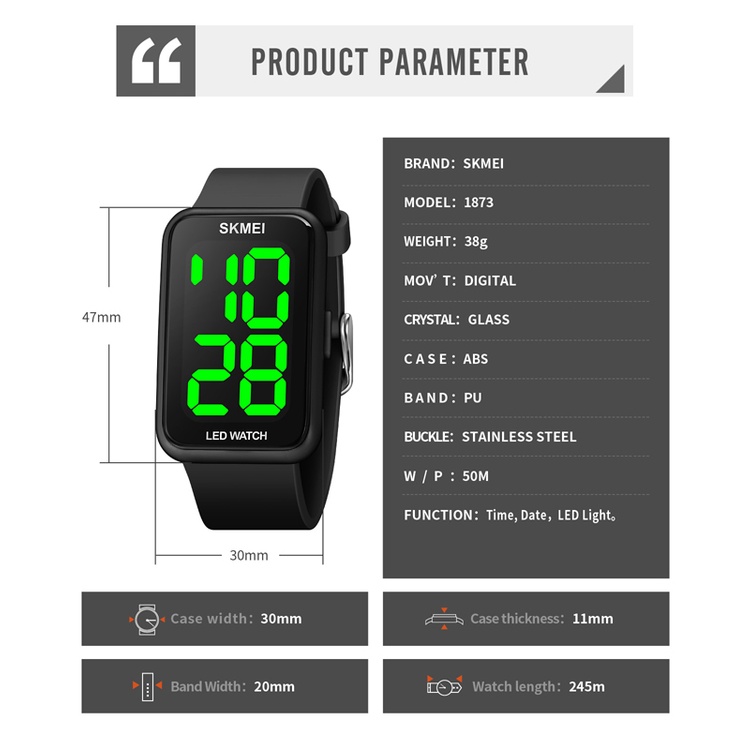SKMEI 1873 Jam Tangan Pria Wanita Digital Anti Air WATCHKITE WKOS