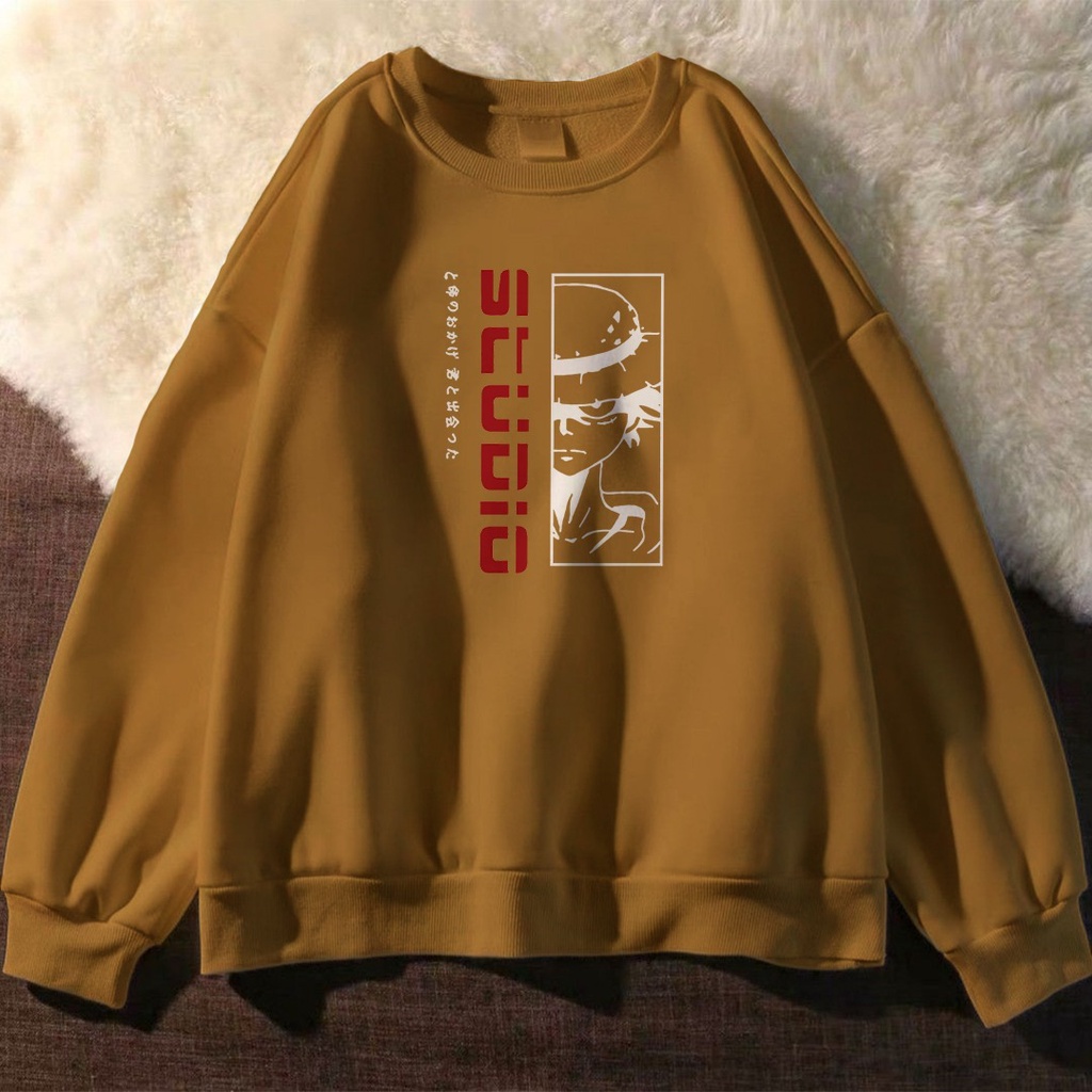 ANIME SWEATER HOODIE UNISEX LUFFY STUDIO // ATASAN UNISEX // CREWNECK FLEECE TEBAL HALUS PREMIUM KEREN TERBARU,