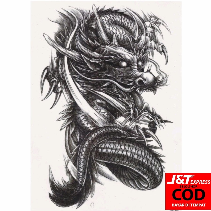 { BISA COD } TATO TEMPORER DRAGON NAGA/ Temporary Tatoo palsu sticker