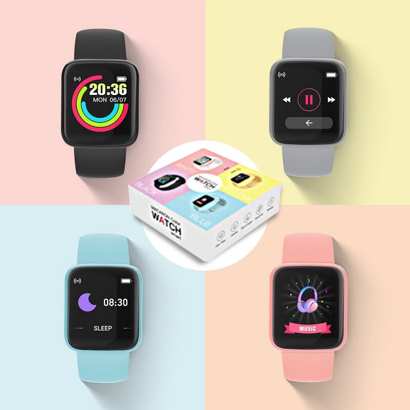 Smartwatch Y68 D20 Jam Tangan Digital Bluetooth Macaron Color Waterproof Sport Fitness Exercise Heart Rate Smart Watch