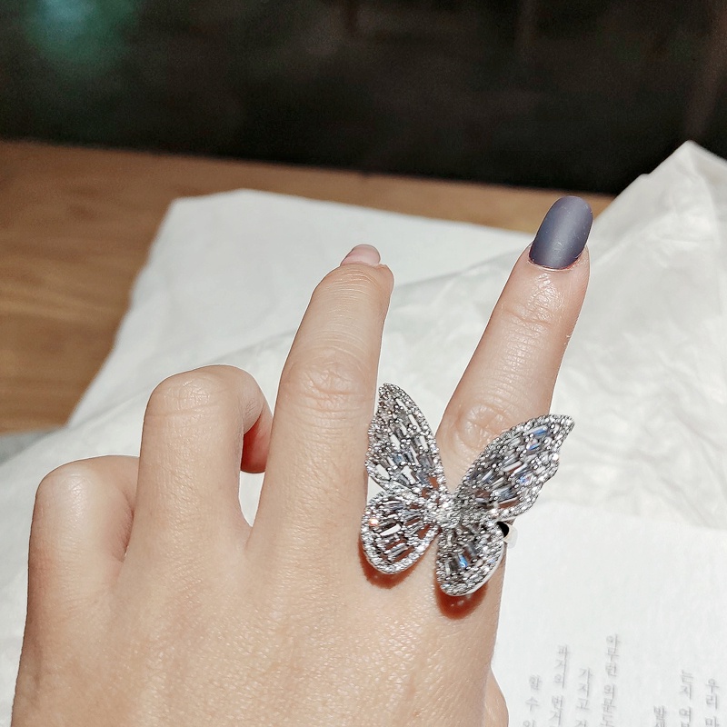 Cincin Model Terbuka Desain Kupu-Kupu Tiga Dimensi Gaya Korea