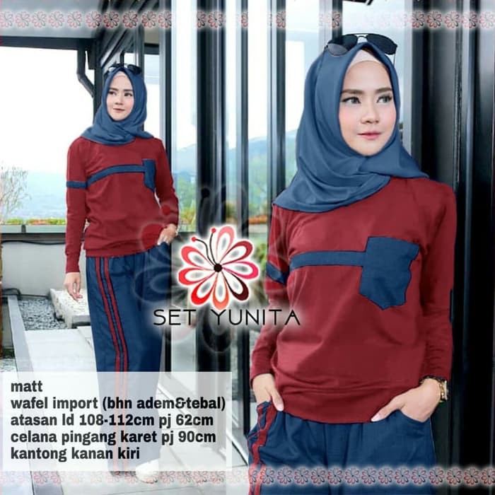 Set Yunita Marun [Hijab 0152] RJH Baju Gamis Wanita Muslim