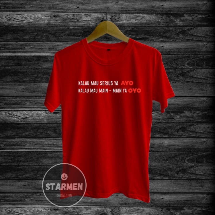 Kaos Distro Pria T-Shirt Motif Kata Kata AYO OYO