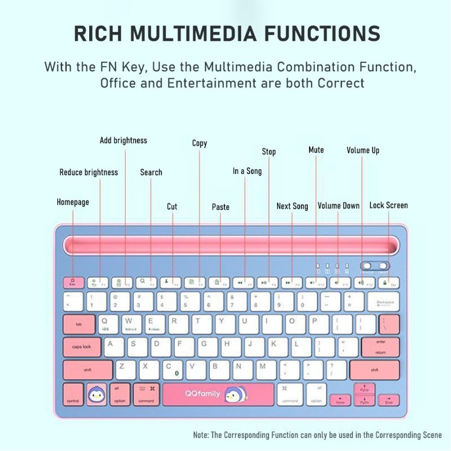 Keyboard QQ Fashion QK300 - Bluetooth Wireless - Rechargeable