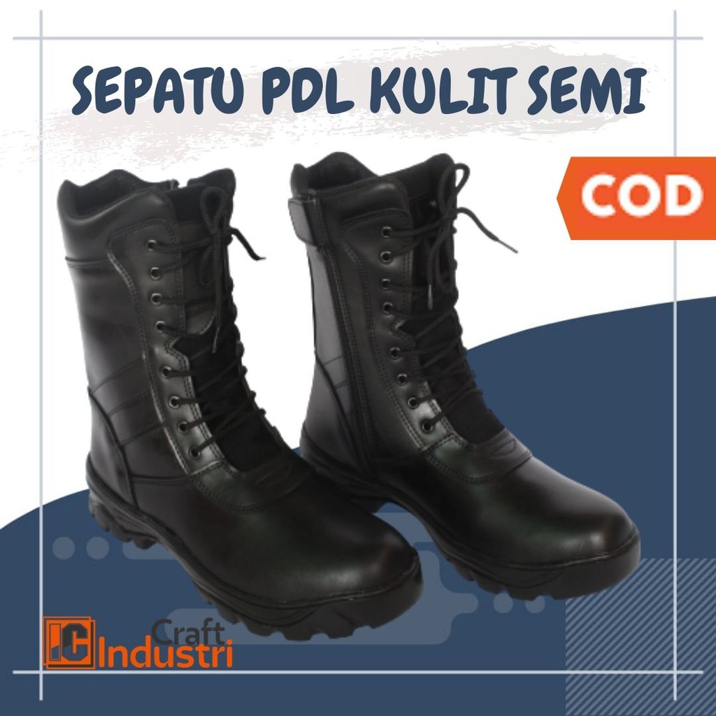 Sepatu PDL KULIT ASLI TNI AD POLRI SATPAM SECURITY Sepatu Dinas Lapangan Kerja Murah Berkualitas Sepatu Boots Pria - OS01