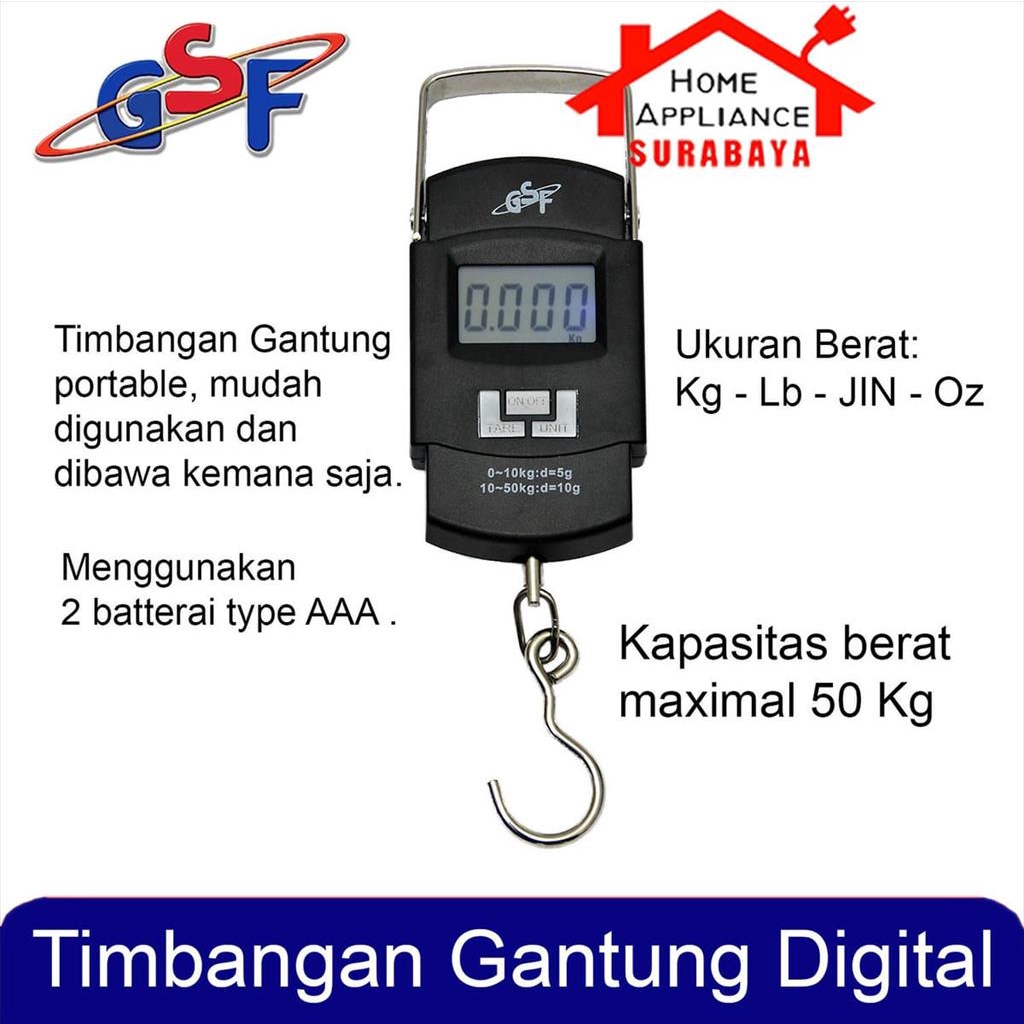 Timbangan Gantung Digital Portabel 50 KG - Electronic Digital Scale Portable 50KG - Timbangan Koper Tas Bagasi GSF G 4550