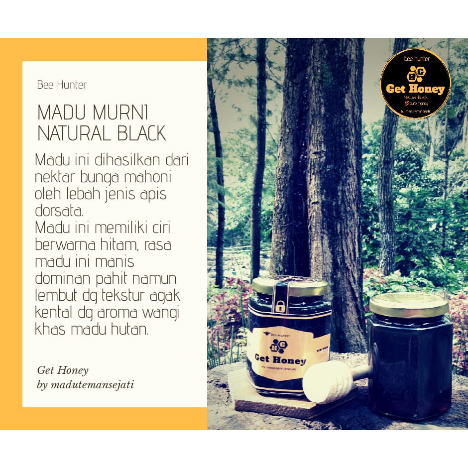 GET HONEY - Madu Hitam Natural Black Madu Alami Asli 100% FREE Sendok Kayu Aren