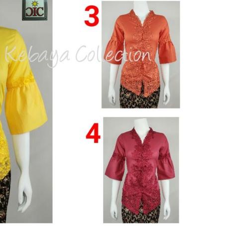 ✫ 8942 Indah Kebaya Modern Encim Kutubaru Bali Murah Batik Bordir Brokat - Kuning, S ✬