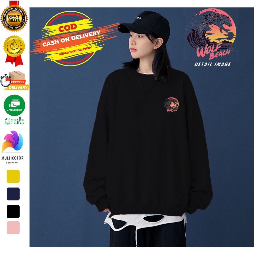 Sweater Wolf Beach | Sweater Pria &amp; Wanita Terbaru | Dhea Fashion