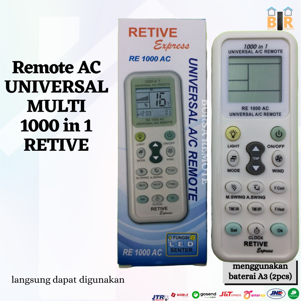 Remot / Remote AC Multi Universal 1000 in 1 untuk berbagai merk AC (panasoni, LG, Samsung, dll)