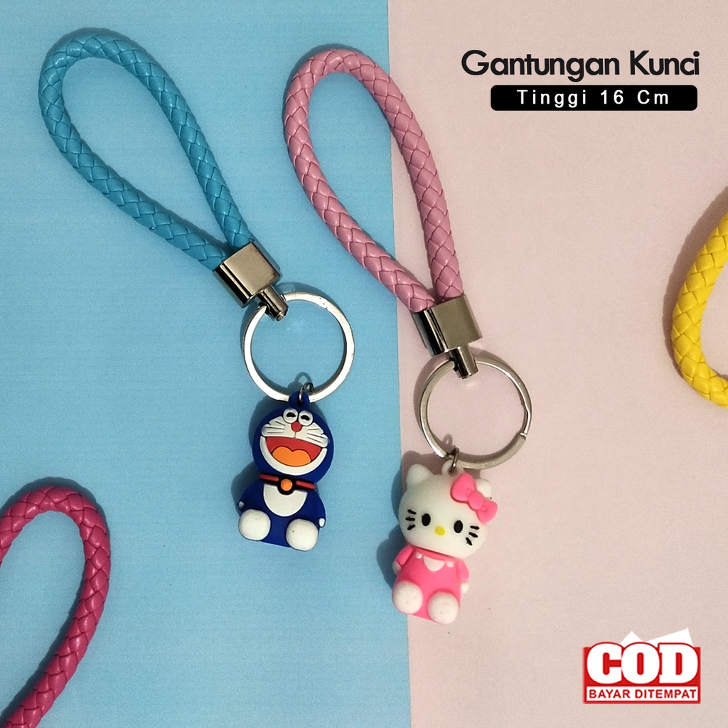 Gantungan kunci lucu ganci korea gantungan kunci Tambang karakter kartun doraemon hello kitty keychain spiderman