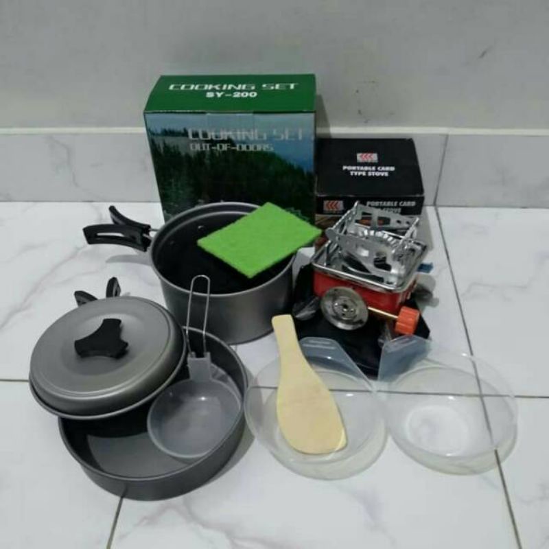 Paket kompor camping Portable kotak kovar &amp; nesting set ds200 hiking travelling outdoor