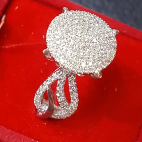 Cincin Wanita Kawin Nikah Original Emas Gold 18k Berlian Diamond Eropa Putih Asli DK1490
