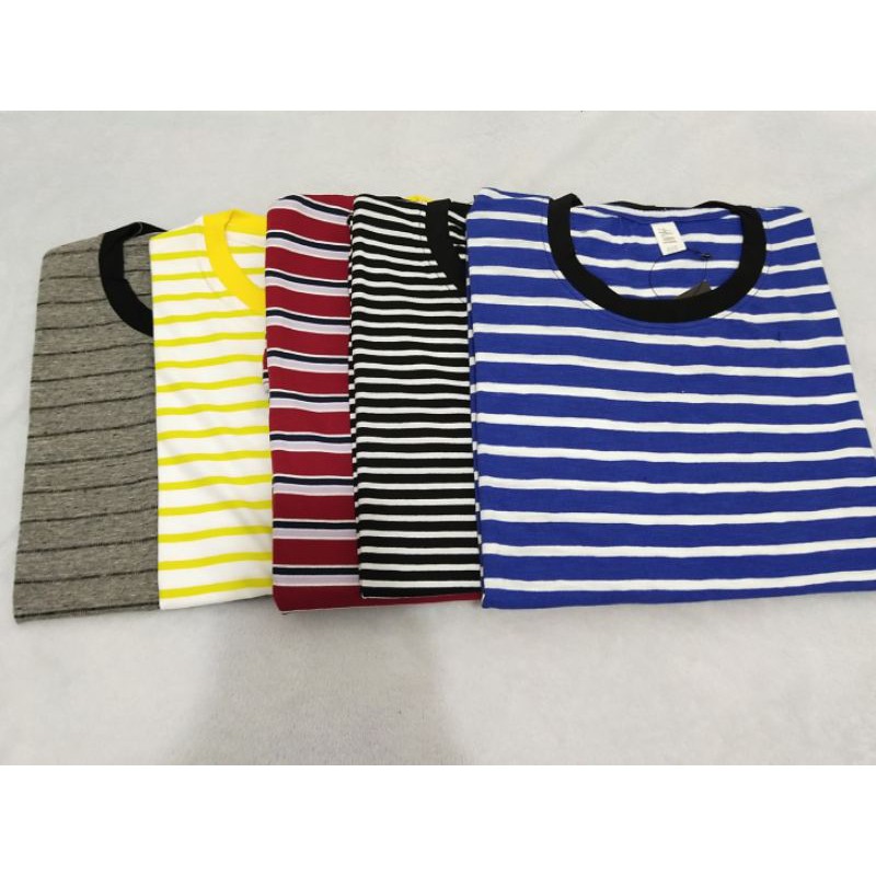 kaos stripe salur tangan pendek cowok cewek