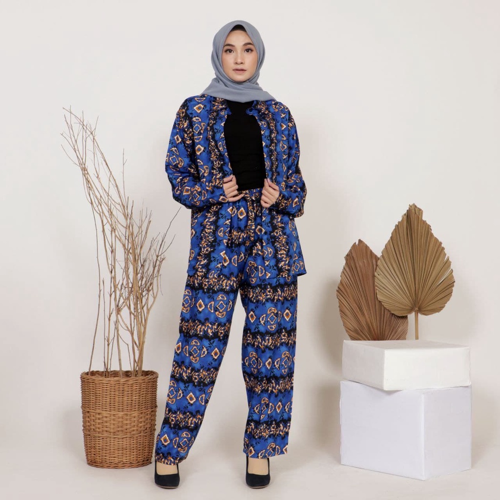 One Set Tie dye Wanita Celana Panjang - Setelan Jumbo Rayon Wanita Kekinian - Pajamas Tiedye Set