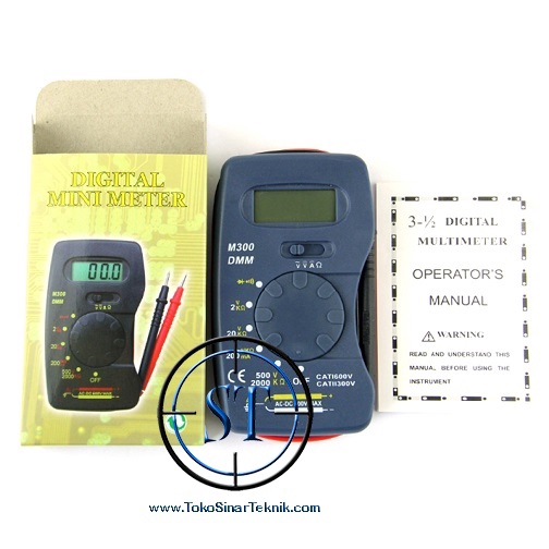 Mini Digital Multimeter M300 Multitester Portable Test Voltmeter Ammeter with Buzzer AC DC Tegangan Tester Saku Plus Baterai