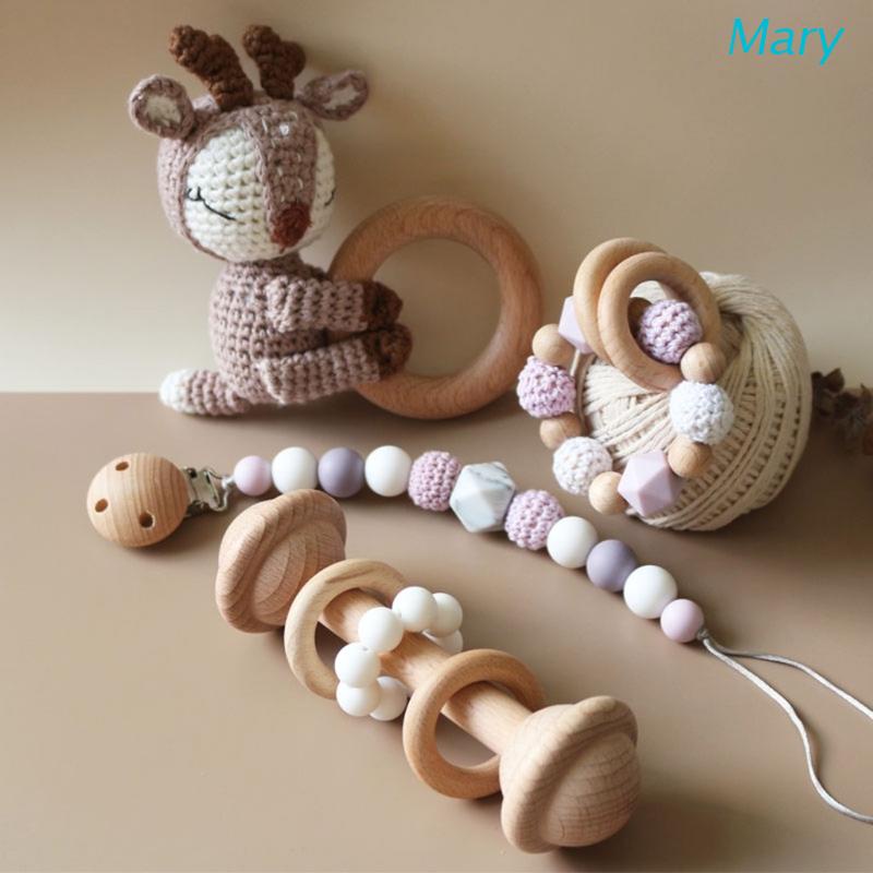 Mary Rantai Klip Penjepit Empeng / Dot / Teether Bayi Bahan Kayu DIY