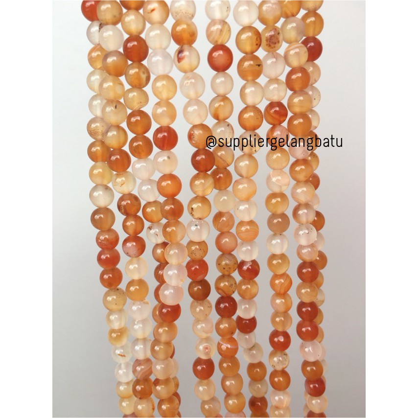 Carnelian Putih Orange Natural Stone Batu Perhiasan Fashion 6mm Akik Bacan Renteng Natural Akik Kayu