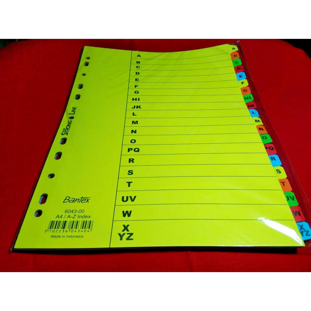 

Bantex 6043-00 Carton Index A4 A-Z ( 1 Set - 20 Lembar )