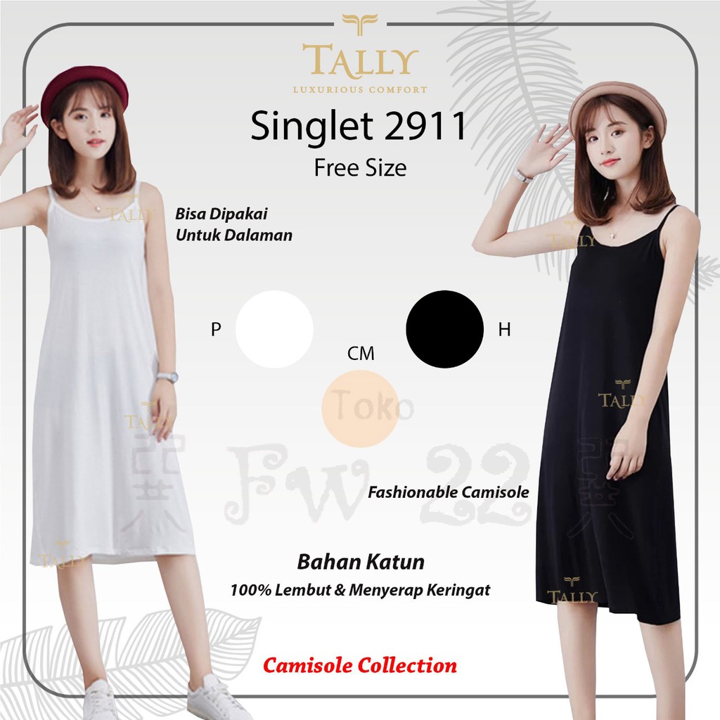 Tank Top Wanita Jumbo dan Panjang Tally 2911 dengan Tali Kecil dan Berbahan Katun Viscose Lembut