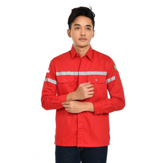 Baju Kerja lapangan custom bordir/atasan wearpack tangan panjang/kemeja Kerja Murah