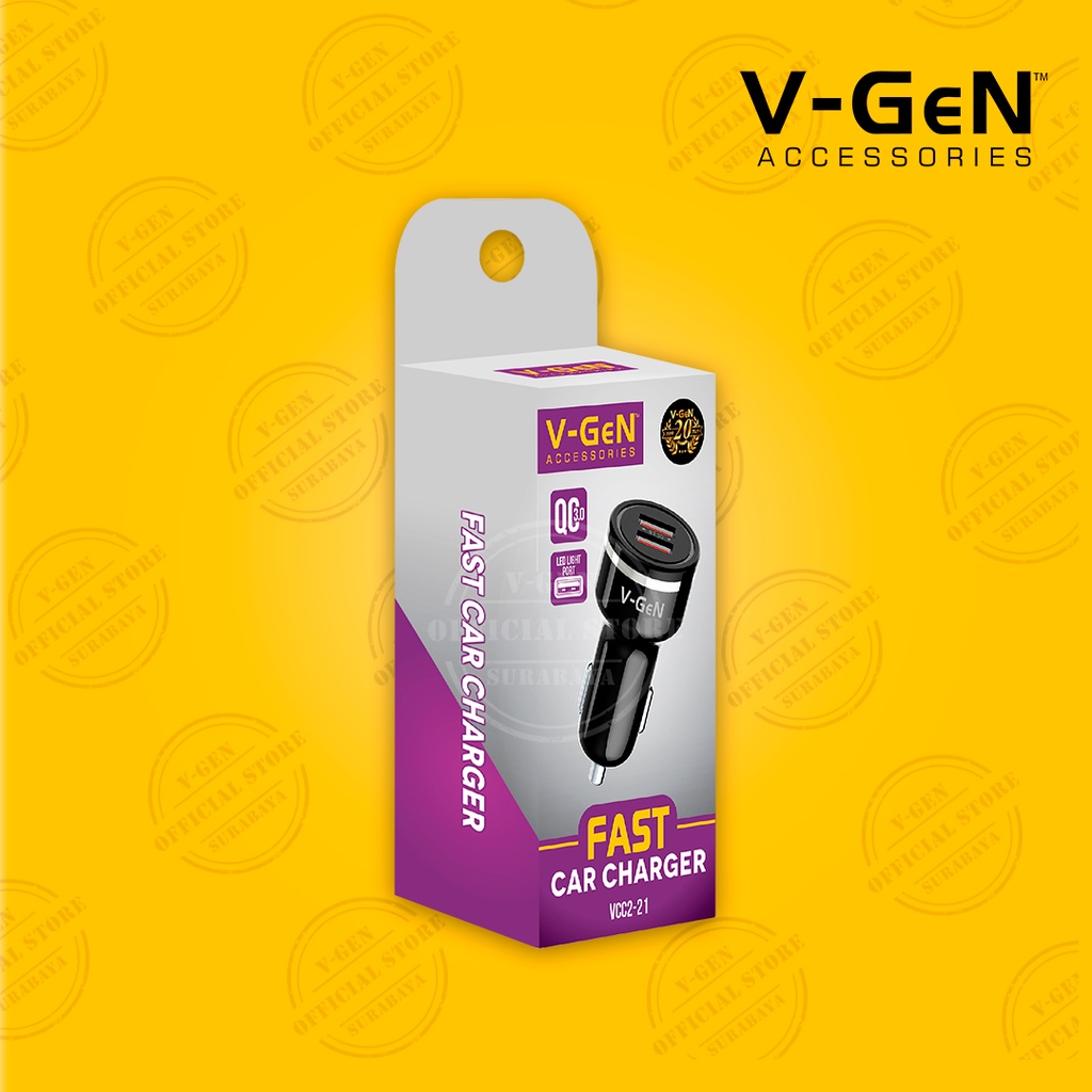 Car Charger V-GeN VCC2-21 Dual USB Fast Charging QC 3.0 V-GeN