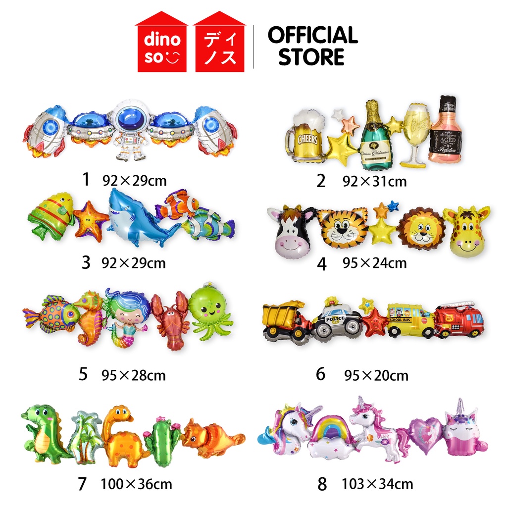 DINOSO Balon Karakter Mini Sambung Antariksawan dan Hewan
