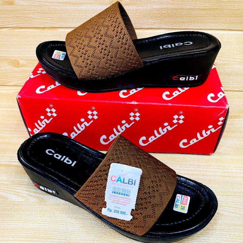 SANDAL WANITA WEDGES TERBARU MODEL CALBI/ SANDAL WEDGES TERBARU-RAJUT COKLAT