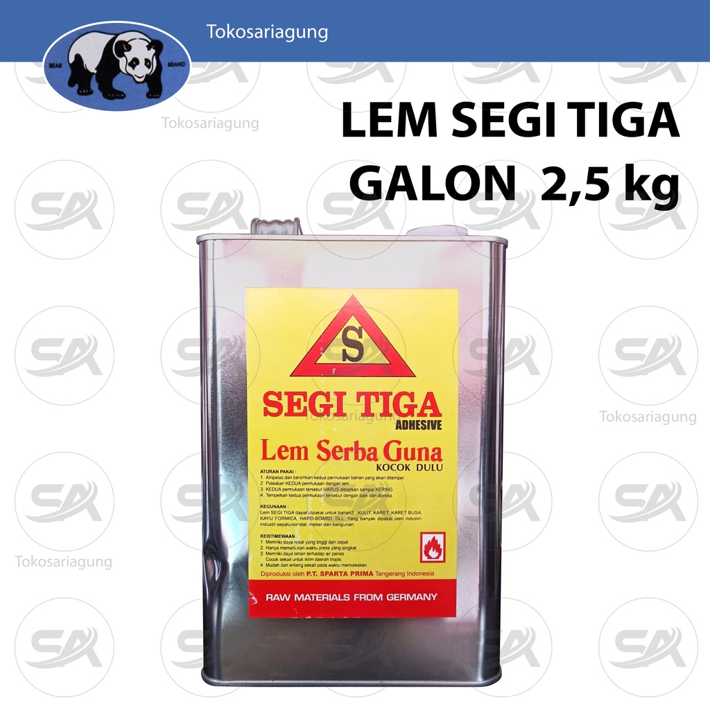 

LEM SEGITIGA GALON 2,5 kg - LEM KUNING SERBAGUNA KAIN KULIT IMITASI BUSA KAYU HPL SOL KARET