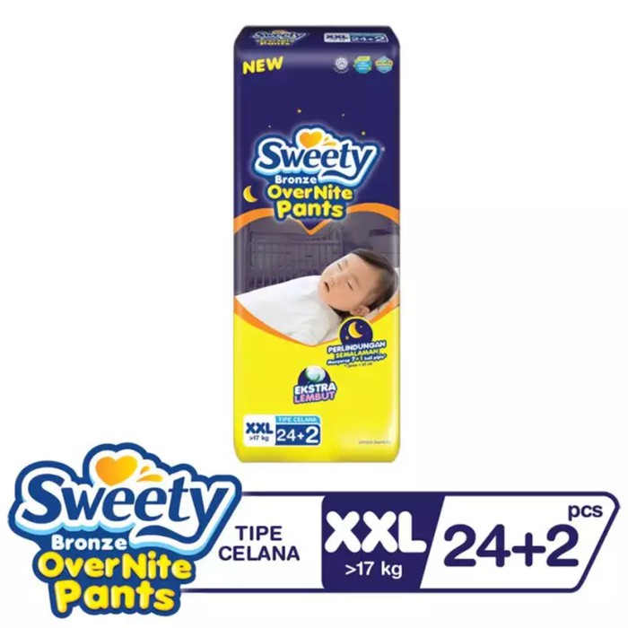 Sweety Bronze OverNite XXL24 +2 Pants Popok Celana Bayi XXL 24 plus 2 Pampers Diapers