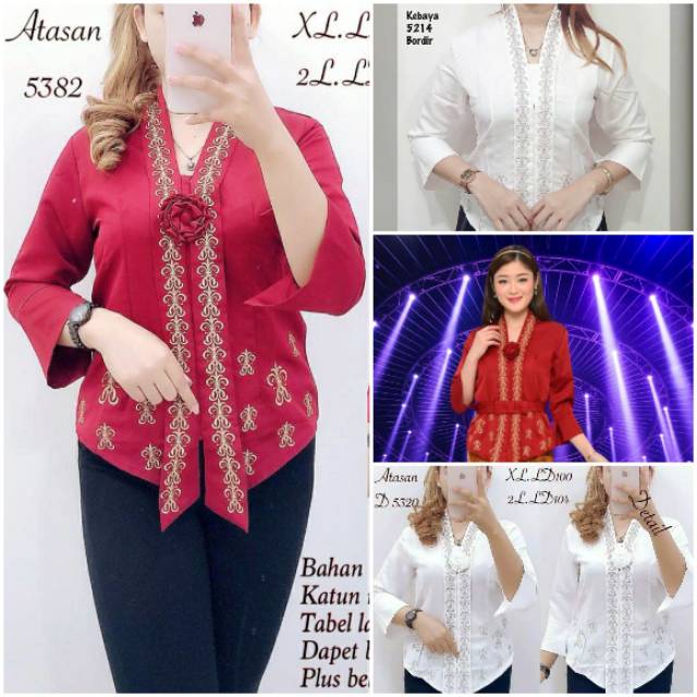 Atasan kebaya terbaru Bordir Rihana dengan motip bross