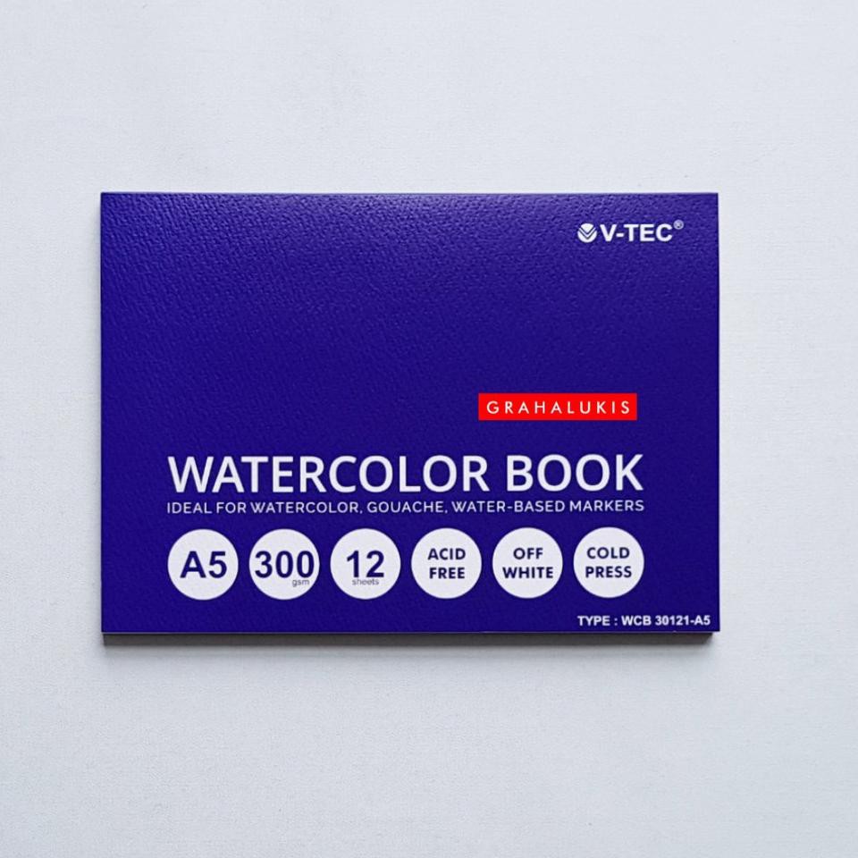 

（DIKIRIM DARI JAKARTA） V-TEC WATERCOLOR BOOK A5 300GSM COLDPRESSED