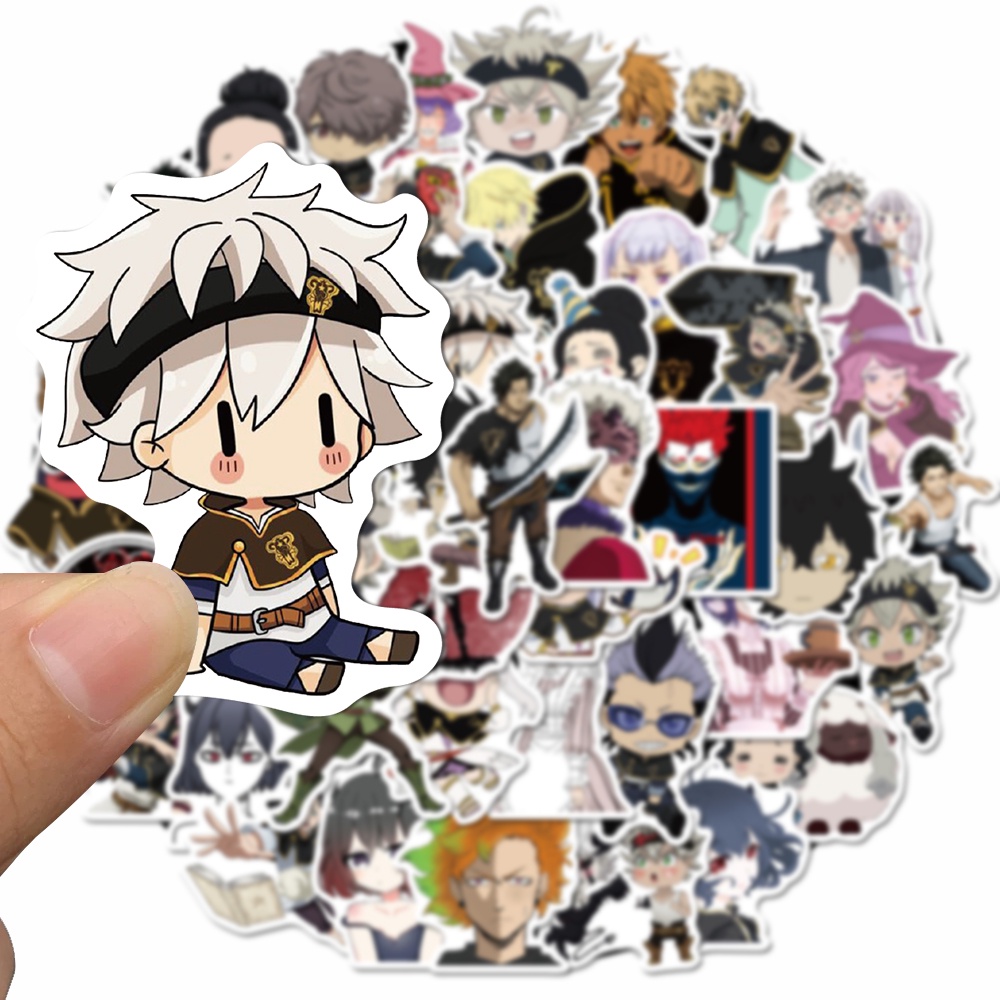 50pcs anime black clover cartoon laptop guitar decoration waterproof stickers