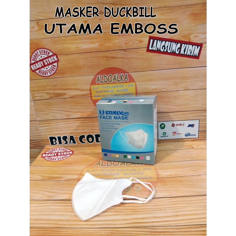 Masker Duckbill UTAMA (Emboss) 3PLY EARLOOP isi 50pcs/box Kemenkes - isi 10