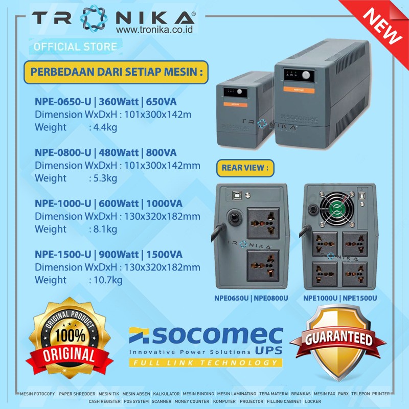 UPS STABILIZER SOCOMEC NETSYS PE 360W 480W 600W 900W |GARANSI 2 TAHUN