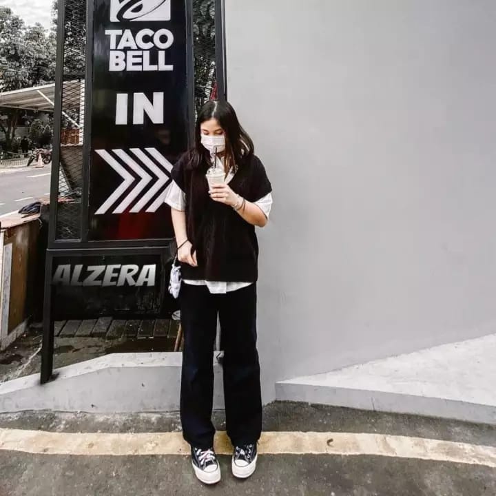 Celana Kulot Jeans hitam Wanita / celana highwaist kulot jeans snow blue/ kulot jeans snow black wan