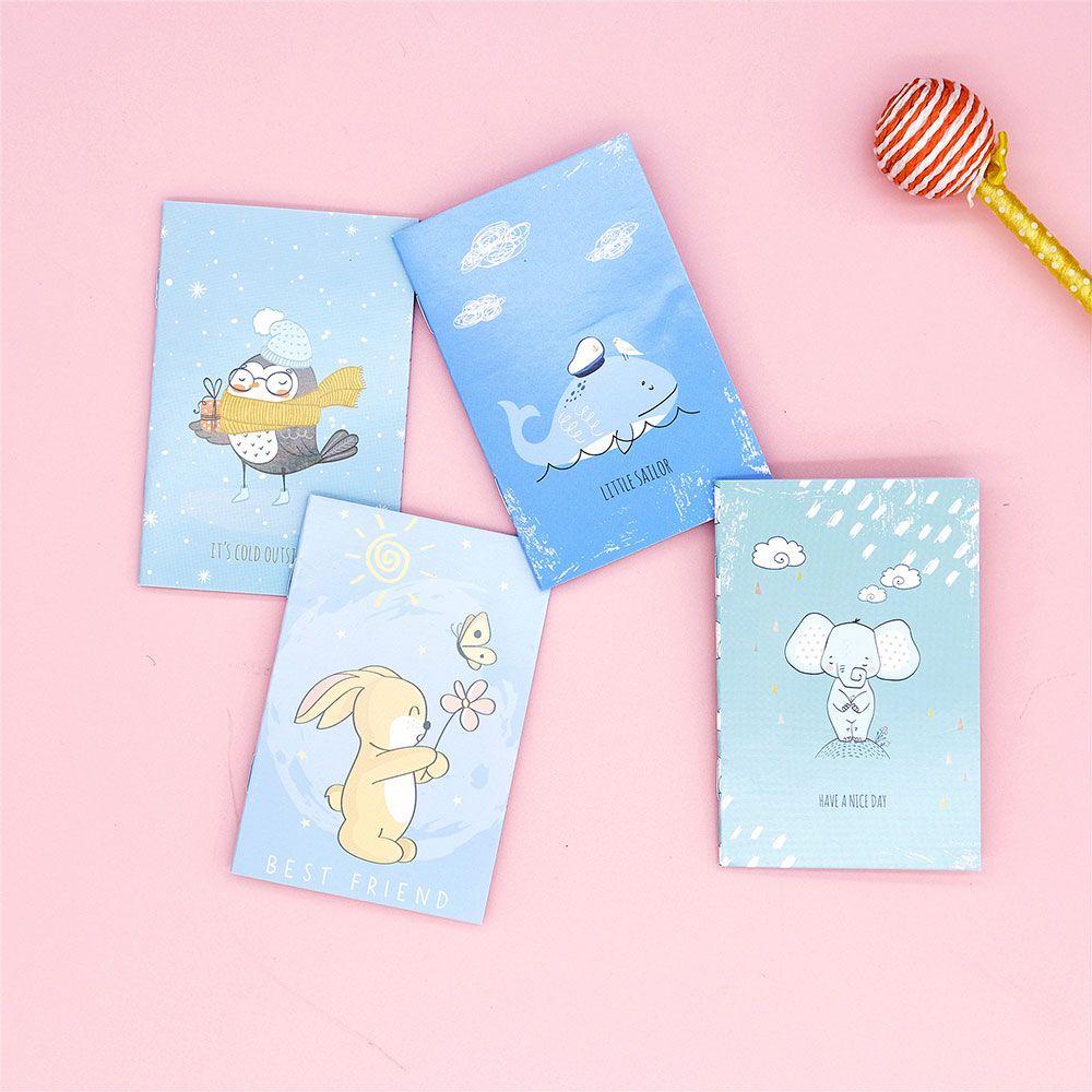 R-flower 4PCS/4buku Saku Mini Notepad Siswa Portable Diary Kartun Notebook